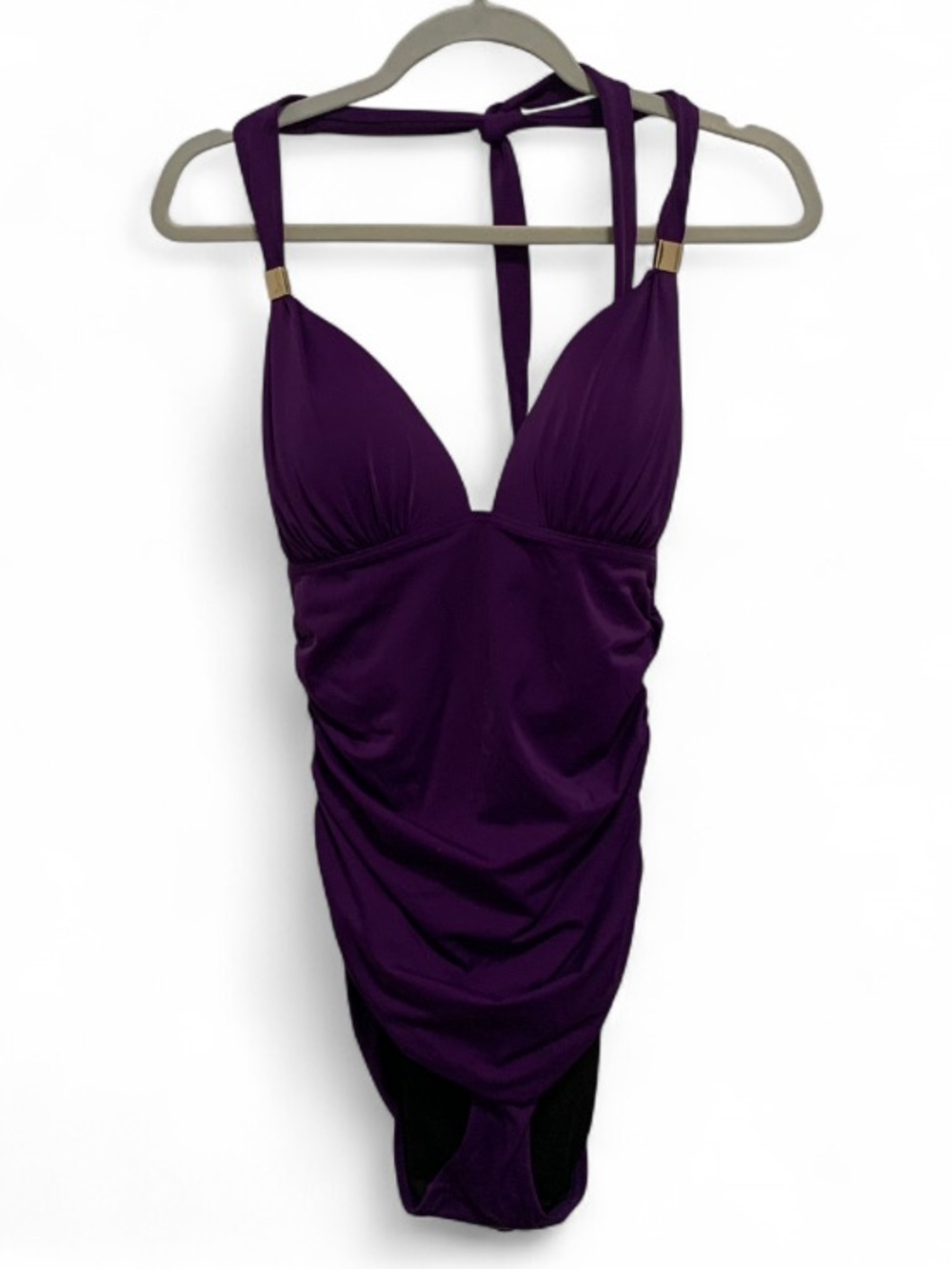 Victoria’s Secret Purple Ruched One Piece Halter Swimsuit
